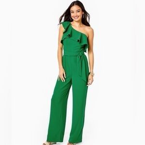 *NWT* Lilly Pulitzer Kelly Green One Shoulder Lyra Jumpsuit